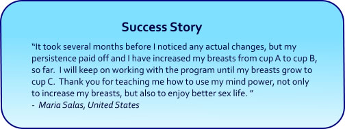 Breast Enlargement Hypnosis CDs and mp3 Downloads success story