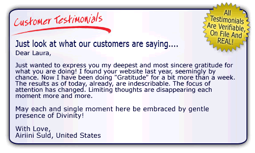 Happy Customer Testimonial - Fill your life with Gratitude