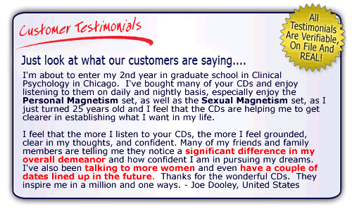 Personal Magnetism with Hypnosis - Happy Customer Testimonial