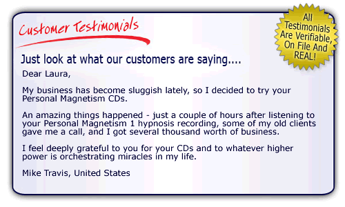 Develop Personal Magnetism - Charisma - with Hypnosis - Happy Customer Testimonial