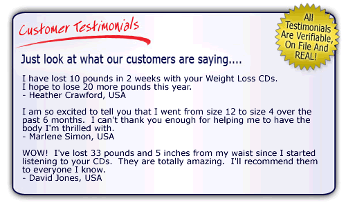 Happy Customer Testimonials - Weight Loss with Hypnosis