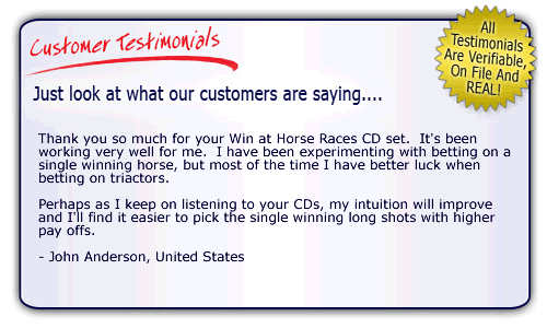 Win at Horse Racing with Hypnosis - Happy Customer Testimonial